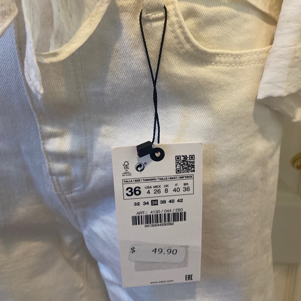 ZARA ZW Signature Premium High Rise Wide Leg Culottes Raw Hem 4 27 $50 NWT - Picture 9 of 16